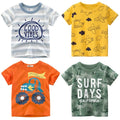 Little Boys Striped Cartoon T-Shirt – Cotton Short-Sleeve Tee (2–9 Years)