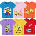 SpongeBobs SquarePants Kids T-shirt Summer Children Cotton Short Sleeve Tops Boy Anime Fashion Cute Tee Girl Casual Clothes Gift