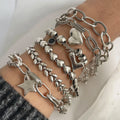925 Sterling Silver Heart Chain Bracelet – Vintage Handmade Gift