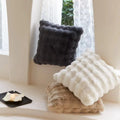 Plush Faux Fur Cushion Cover 45×45 – White & Grey Sofa Case
