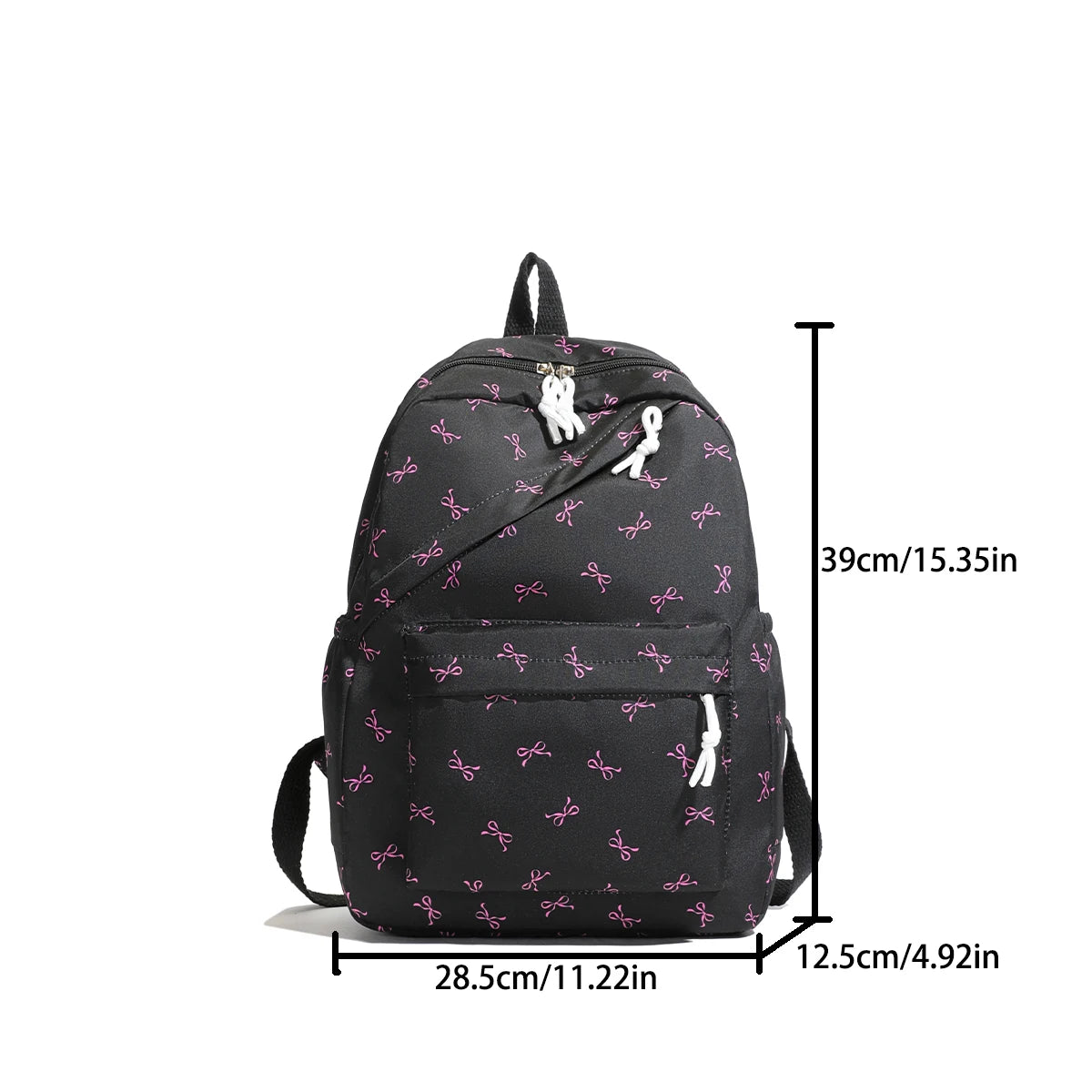 Fashionable Cute Backpack Bow Print Bookbag with Laptop Protection Adjustable Straps Laptop Backpack for Back To School Season