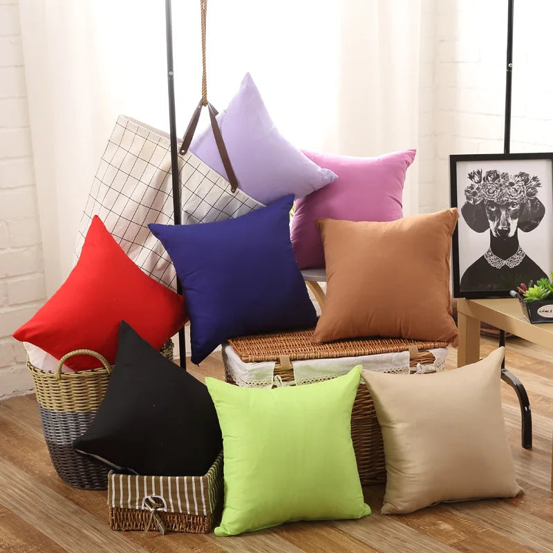 Candy Colour Cushion Covers – Solid Cases for Home & Car