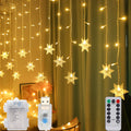 LED Snowflake Curtain Lights Window Christmas Decoration - USB Plug-In with Remote