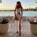 Retro Pleated One-Shoulder Midi Dress – Elegant Cut-Out Party Dress