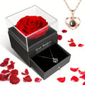 Flower Gift Box with 'I Love You' Necklace – Romantic Gift Set