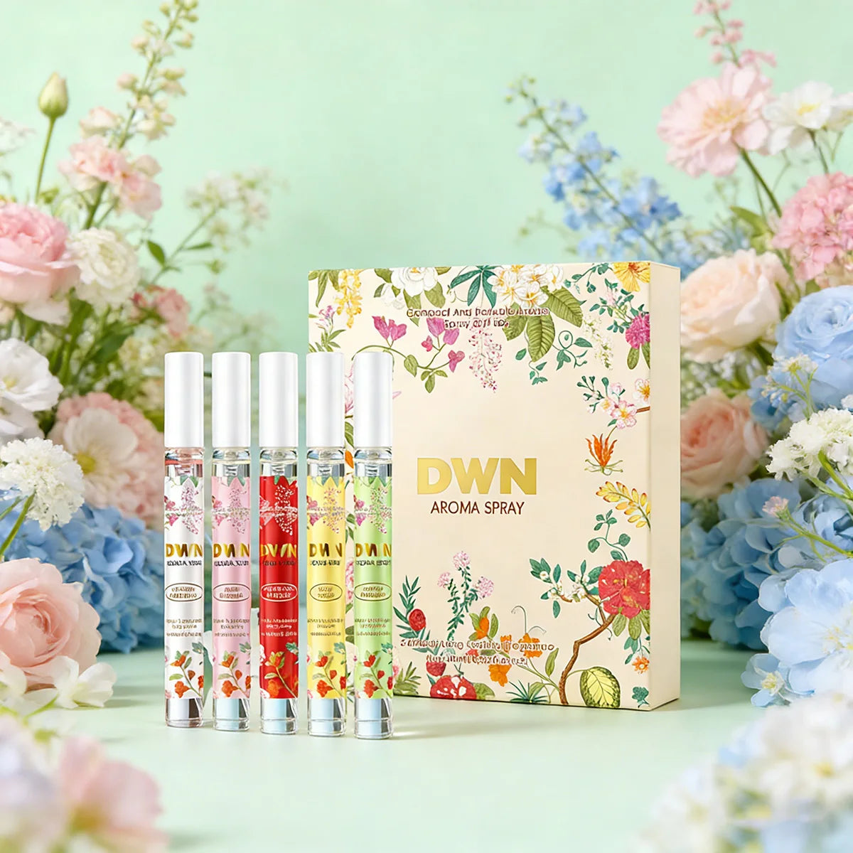 5 Piece Flower Perfume Gift Set, Long Lasting Elegant Charming Fragrance Spray For Women And Men, Romantic Pheromones 10ml