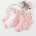 Kids Cotton Socks 5-Pack – Warm Striped Socks (0–8 Years)