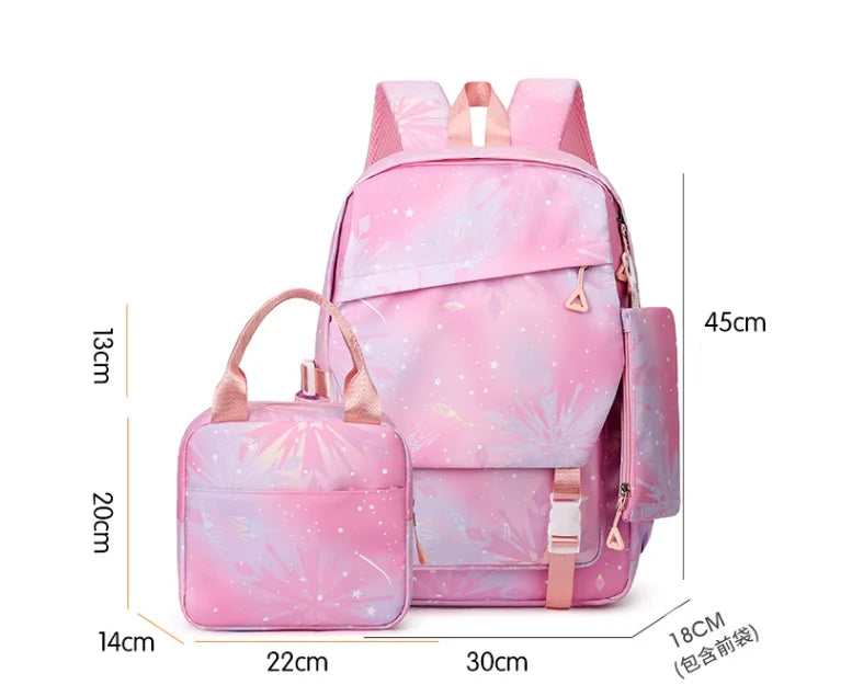 KPop Demon Hunters Backpack Set With Lunch Bag Pencil Bag Boys Student Schoolbag Capacity Light Laptop Travel Knapsacks