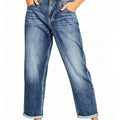 Women's High-Waist Cropped Jeans – Rolled-Hem Straight Leg
