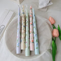 7.5'' Taper Scented Candles Romantic Hand Painted Rose Long Candle for Dinner Table Decoration Wedding Country Decor