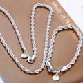 Silver Twisted Rope Chain Set – 4mm Necklace & Bracelet