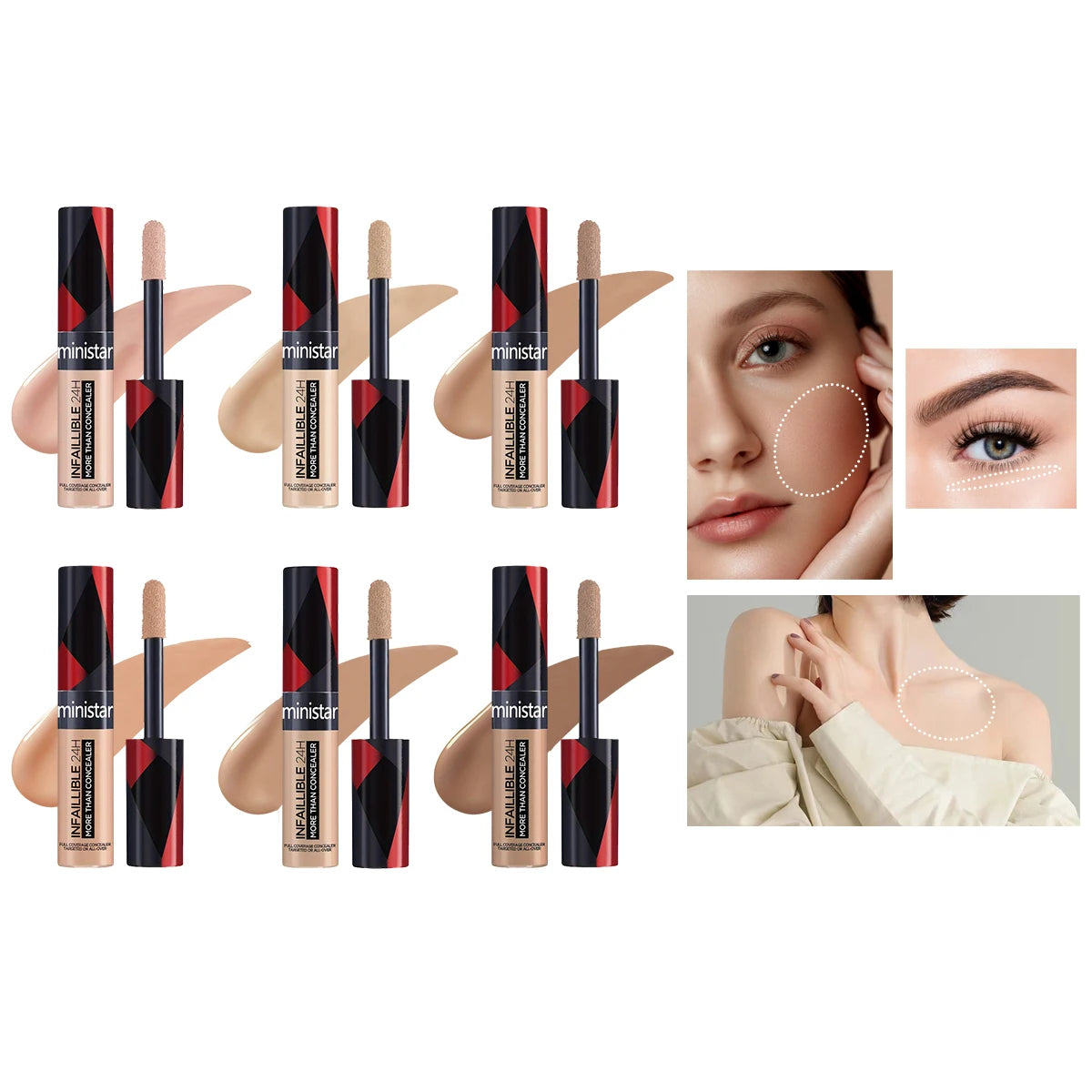 1pc full coverage concealer, waterproof, sweat proof, stain resistant, durable, creating a perfect skin makeup look