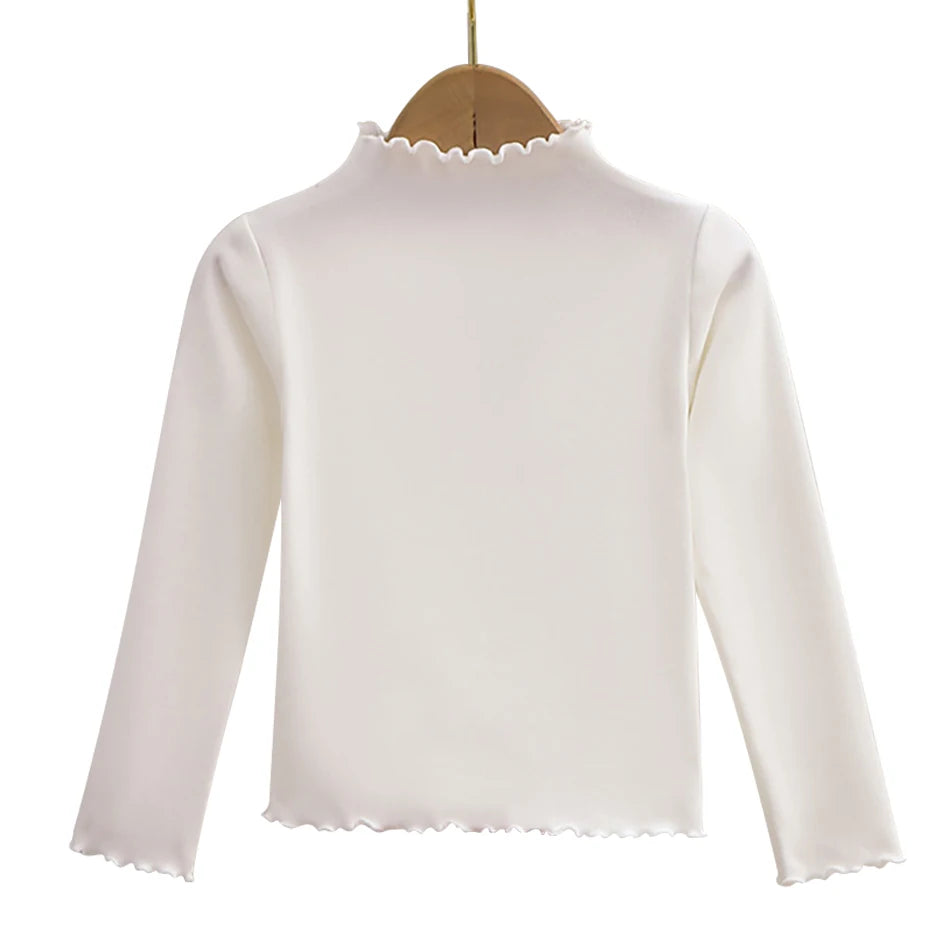 Girls Ruffle Collar Long-Sleeve Top