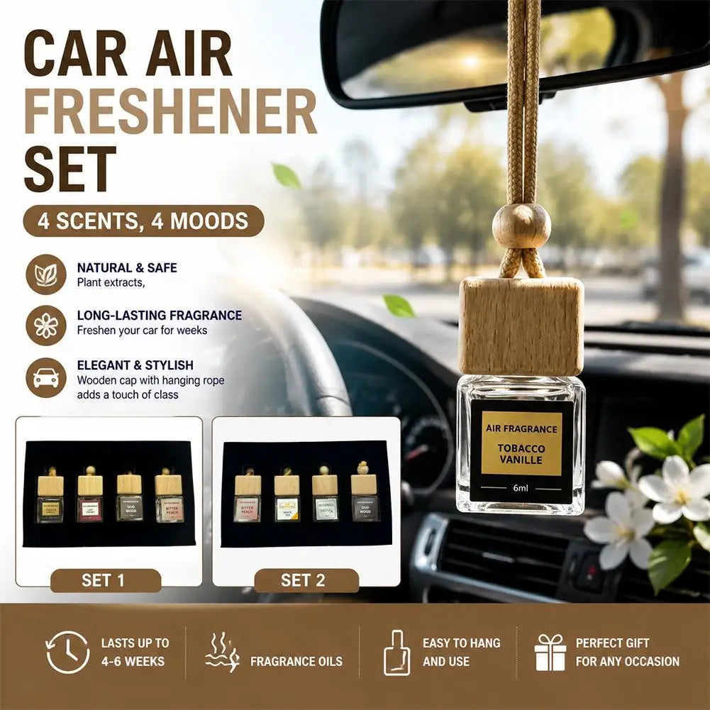 1set Car Air Freshener Pendant Luxury Hanging Perfume Bottle Gift Box Long Lasting Essential Oil Diffuser Rearview Mirror Orname