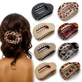 Leopard Matte Oval Hair Claw Clip – Curved Acrylic Barrette