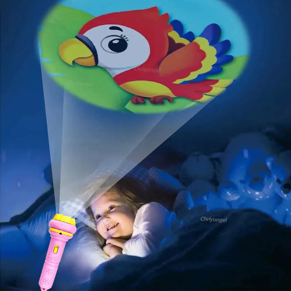 Bedtime Story Projector Torch – 10 Cards, 80 Magical Pictures