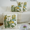 Garden Floral Embroidered Cushion Cover – Elegant Accent Case