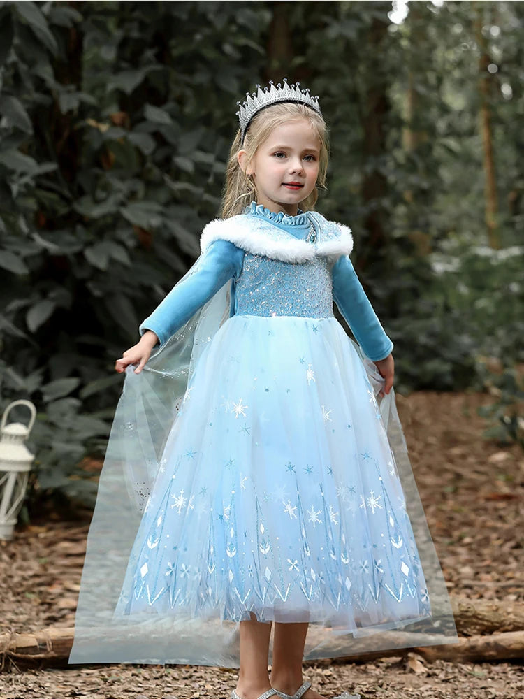Girls Velvet Ice-Princess Party Dress