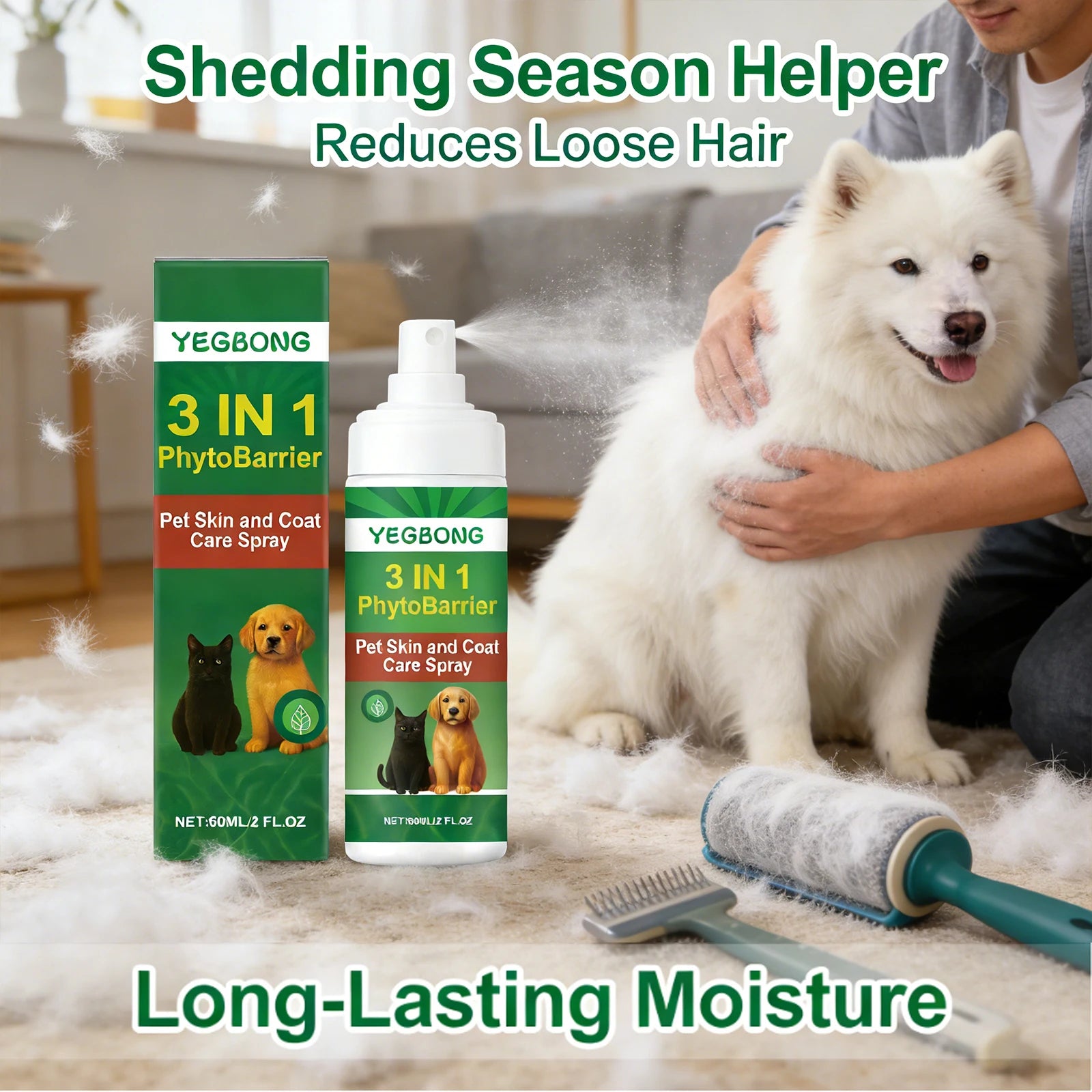 Pet Skin and Hair Care Spray Deeply Moisturizing Relieving Skin Itching Discomfort Smoothing Hair Daily Pet Skin Soothing Spray