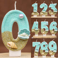 Reusable Number Candles for Beach Theme Birthday Cake Decor, Ocean Party Supplies Yearly Celebration Decoration