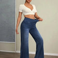Women's Elastic-Waist Stretch Jeans – Comfy Straight-Leg Denim