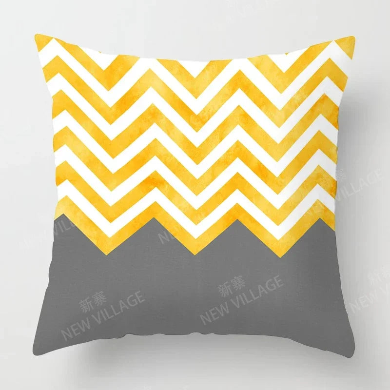 Yellow Geometric Cushion Cover – Modern Living Room Accent