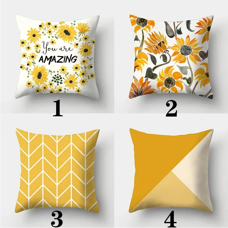Sunflower Cushion Cover 45×45 – Yellow Sofa Accent Case