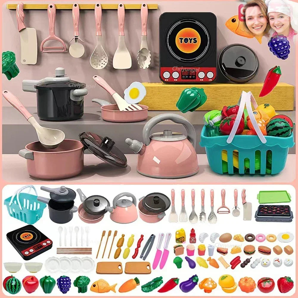 Little Chef Play Kitchen Set – Pots, Pans & Pretend Food (59–92 Pieces)