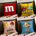 cartoon M-M&M's Cushion Cover Reversible Soft Durable Pillow Cover Home & Car Multi-Scene Use for Daily Comfort