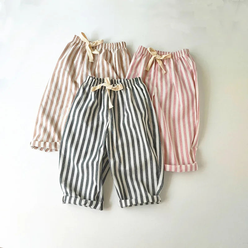 Kids Linen-Cotton Stripe Summer Trousers