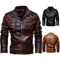 Men's Faux Leather Jacket – Stand Collar Lightweight Biker Style