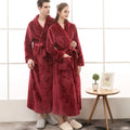 Women's Long Flannel Dressing Gown – Warm Zip-Up Winter Bathrobe