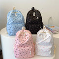 Fashionable Cute Backpack Bow Print Bookbag with Laptop Protection Adjustable Straps Laptop Backpack for Back To School Season