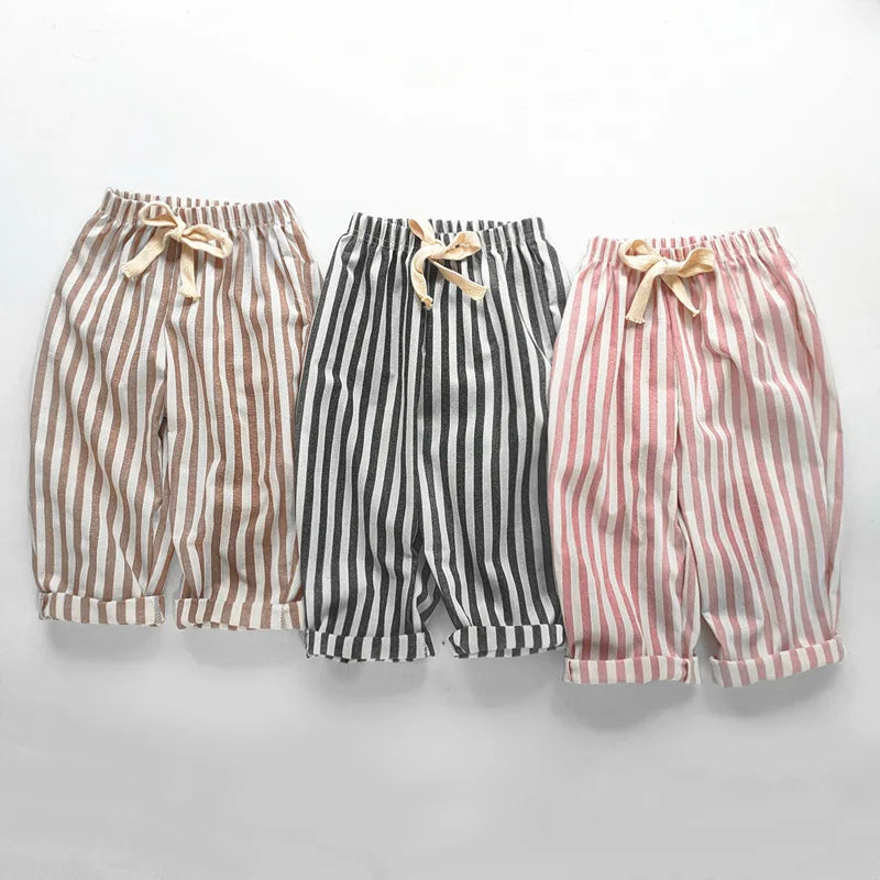 Kids Linen-Cotton Stripe Summer Trousers