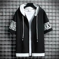 Men's Zip-Hood T-Shirt – Casual Short-Sleeve Hooded Top