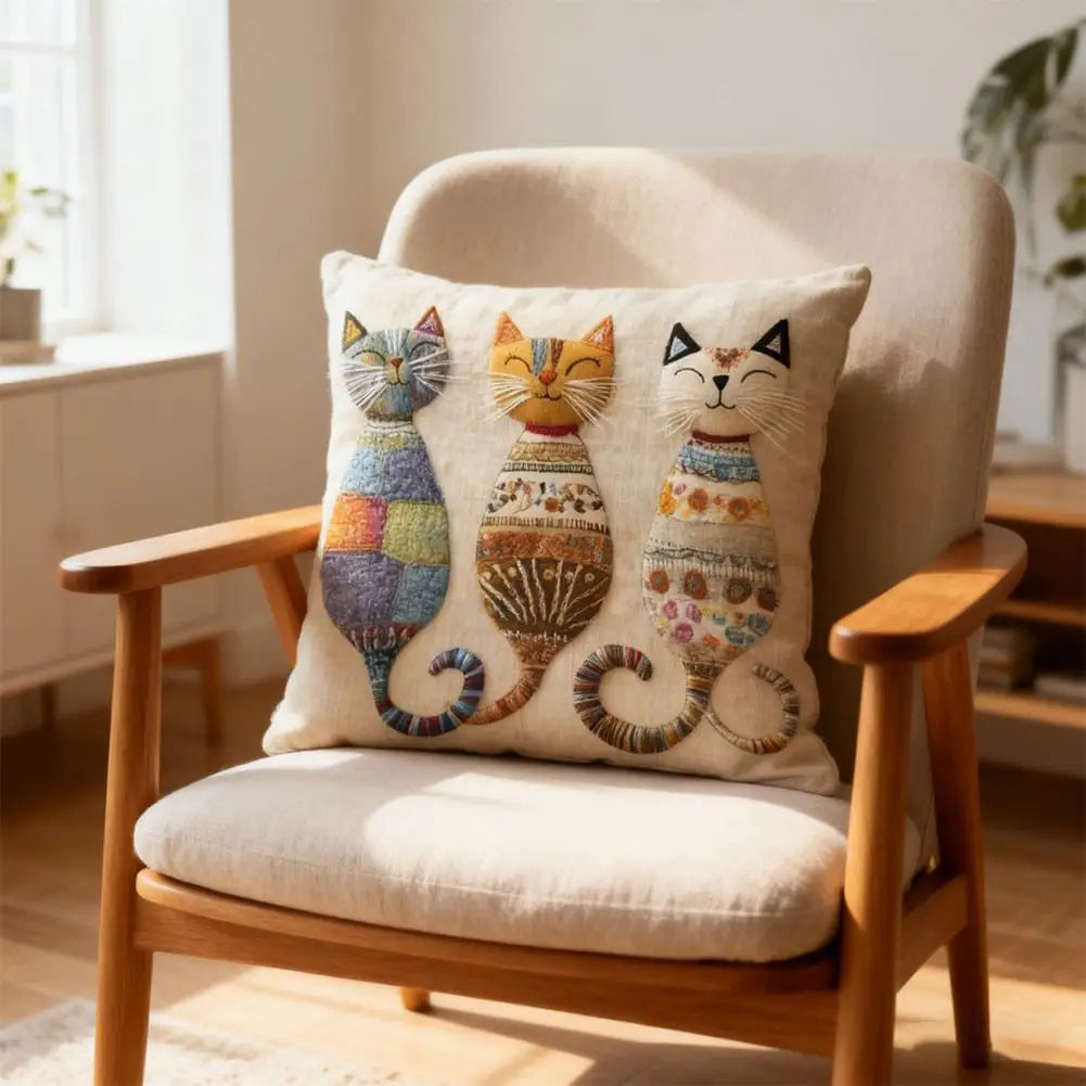 Pillow Cover Cute Cat-Patterned 2D Flat-Printed Pillowcase for Comfort And Style Sofa Cushion Cover Home Decoration