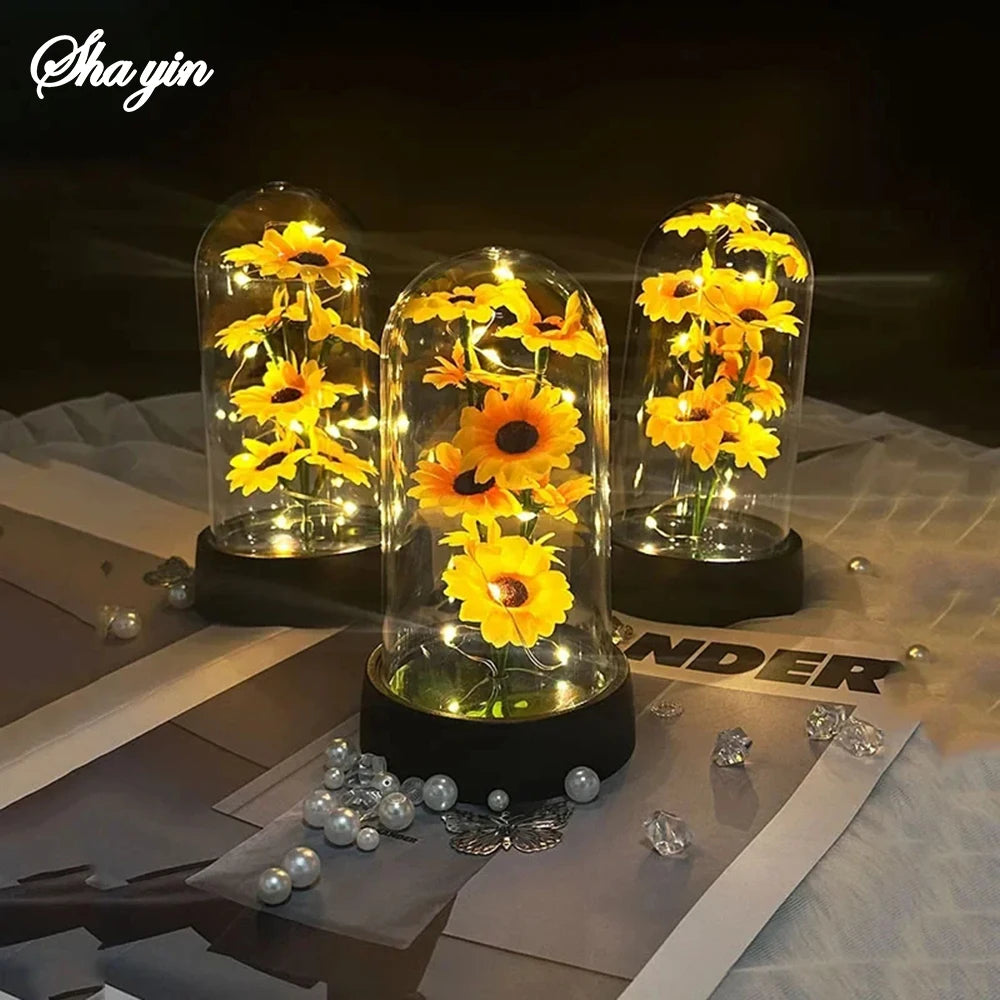 Graduation season gift small sunflower plastic set Mother's Day send wife send mother Valentine's Day eternal flower gift Birthd