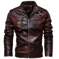 Men's Fleece-Lined Leather Jacket – Warm Slim-Fit Winter Biker