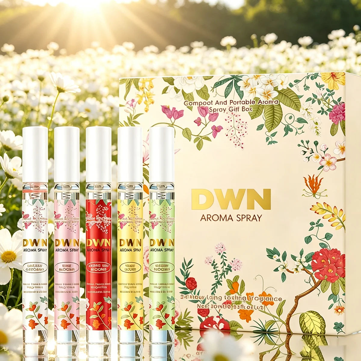 5 Piece Flower Perfume Gift Set, Long Lasting Elegant Charming Fragrance Spray For Women And Men, Romantic Pheromones 10ml