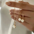 Dainty Pearl Jewellery Set – Dangle Earrings & Pendant Necklace