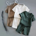 Kids Cotton-Linen T-Shirt & Shorts Set – Breathable Summer Outfit (1–6 Years)